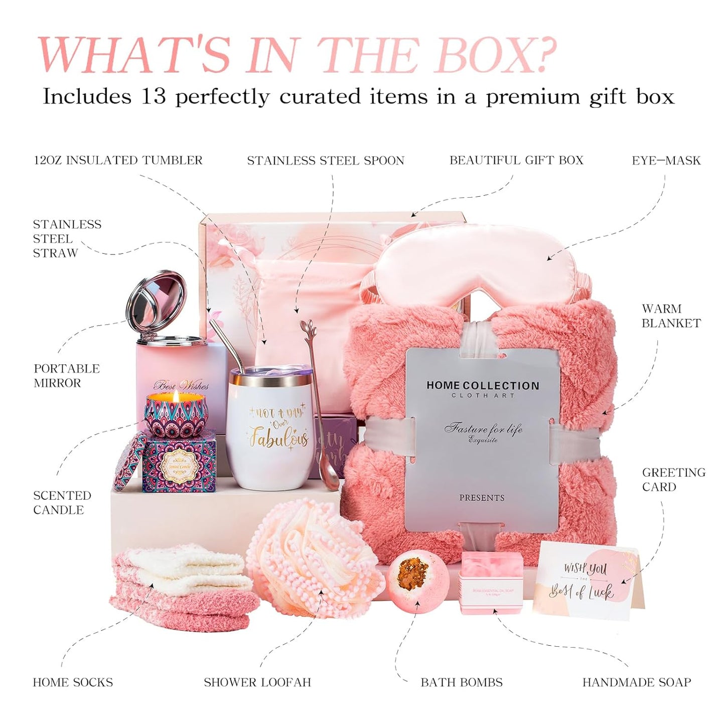 Birthday and Valentine's Day Gift Sets for Women - Get Well Soon Spa Gift Basket for Friend, Mother, Wife, Sister. Relaxation Gifts for Her.
