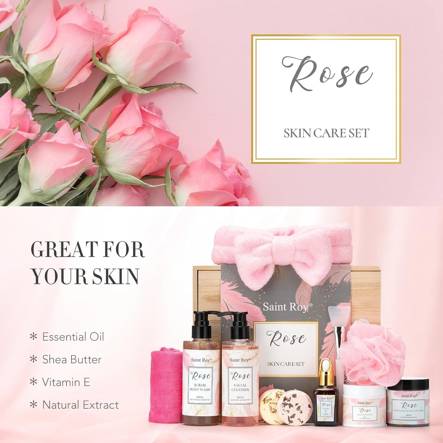 Facial Skin Care Set & Bath Spa Kit, Bath and Body At Home Spa Kit, Mothers Day Gifts Ideas, Spa Gifts for Women, Self-care Gift, Skin Care Collection