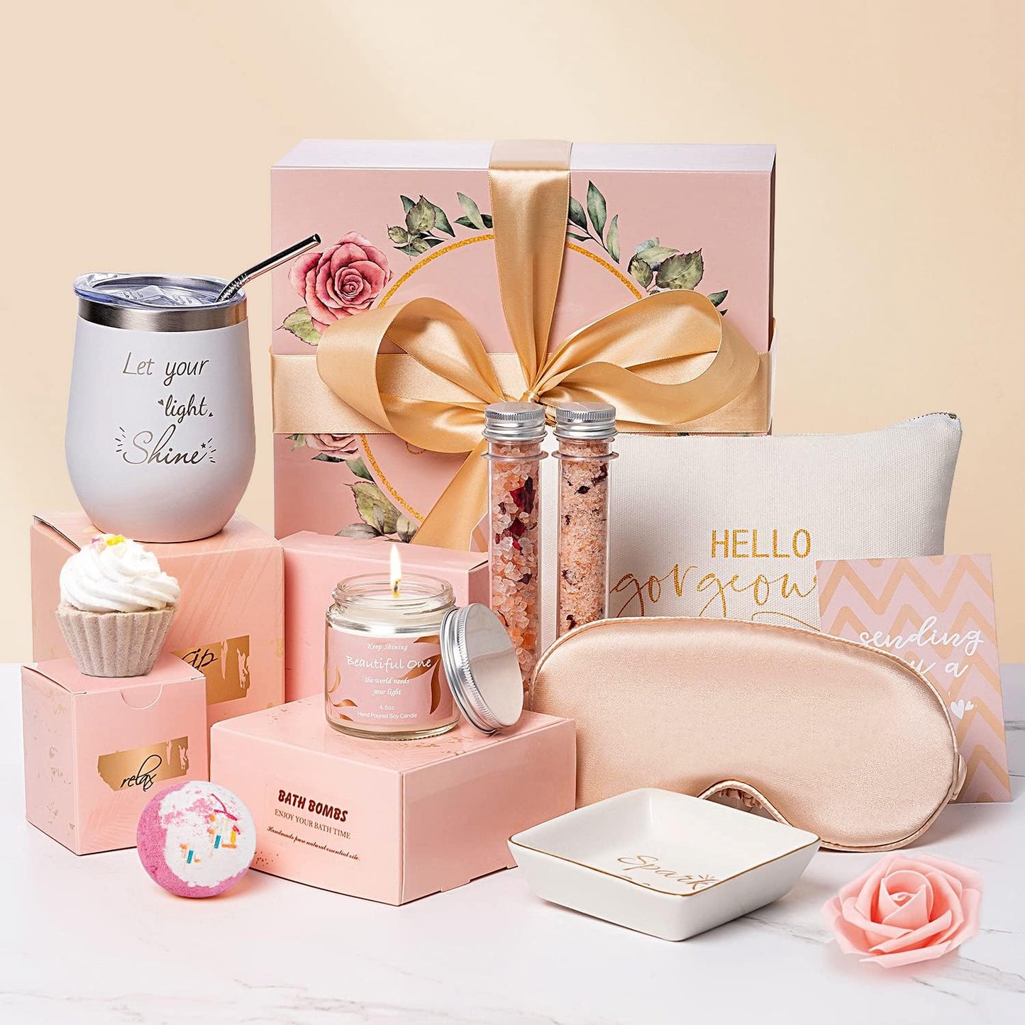 Gifts Box for Women Unique Self Care for Mom Best Friend Stainless Steel Basket Female Her Sister Girlfriend Wife Personalized Thinking of You Relaxation Package Birthday/Get Well Soon Gift Ideas