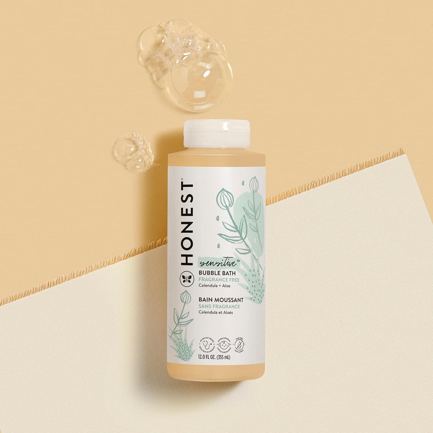 The Honest Company Foaming Bubble Bath | Gentle for Baby | Naturally Derived, Tear-free, Hypoallergenic | Citrus Vanilla Refresh, 12 fl oz