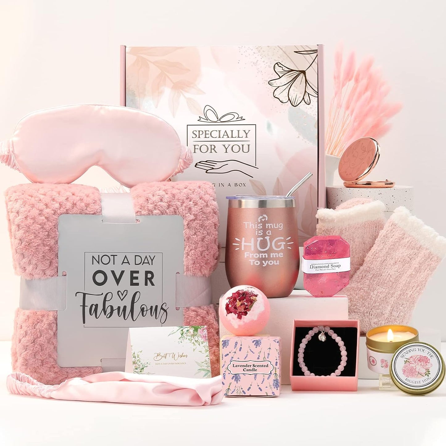 Care Package for Women, Get Well Soon Gifts for Women, Birthday Gifts for Women, Gift Basket for Women, Self Care Gifts Cheer Up Gifts for Women, Thinking of You Gifts for Women w/Tumbler Blanket