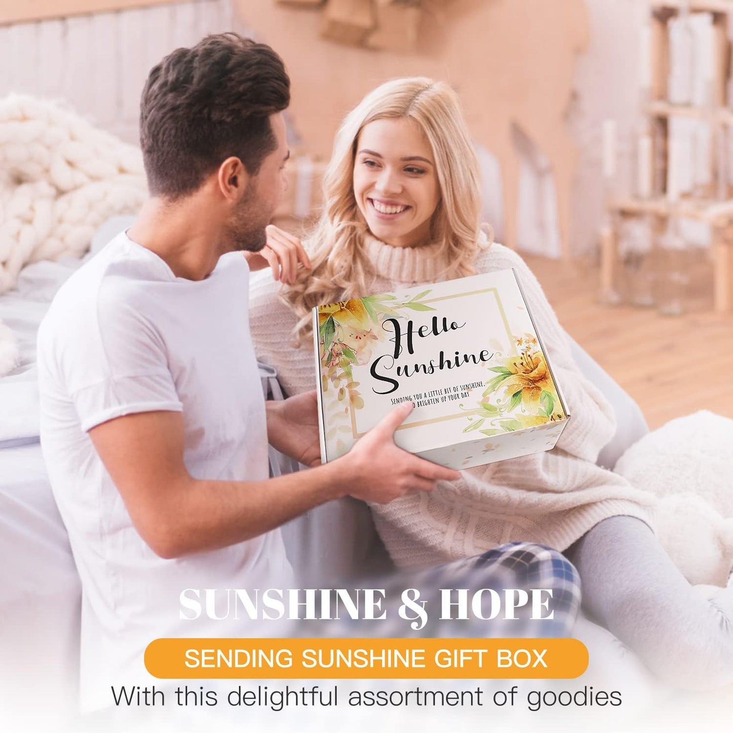 Birthday Gifts for Women, Sunflower Gifts Sending Sunshine Christmas Gifts, Get Well Soon Gifts Basket Care Package Unique Relaxation Gifts Box for Thinking of You Her Sister Best Friend