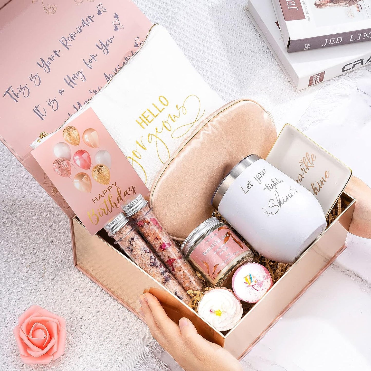 Gifts Box for Women Unique Self Care for Mom Best Friend Stainless Steel Basket Female Her Sister Girlfriend Wife Personalized Thinking of You Relaxation Package Birthday/Get Well Soon Gift Ideas
