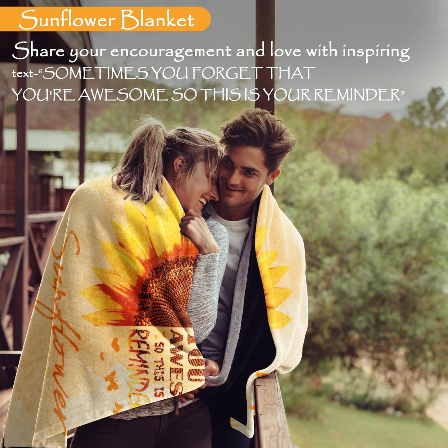 Sending Sunshine Gift, 10 Pcs Sunflower Gifts for Women, Care Package, Get Well Soon Gifts Basket Unique Birthday Gifts Box with Inspirational Blanket Candle for Women, Her, Mom, Wife, Sister