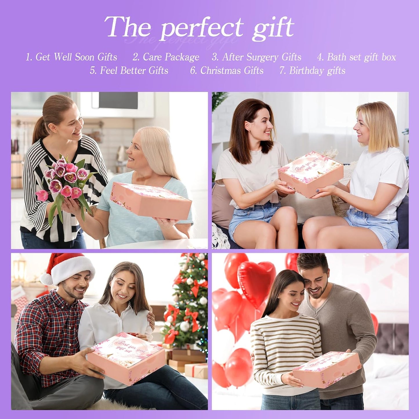 Birthday and Valentine's Day Gift Sets for Women - Get Well Soon Spa Gift Basket for Friend, Mother, Wife, Sister. Relaxation Gifts for Her.