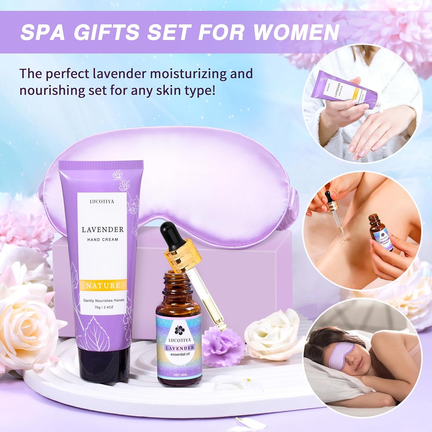Gifts Baskets for Women,Relaxing Spa Gift Basket Set,Christmas Gifts for Women,Gifts Idea for Mom,Girlfriend,Sister,Wife,Teacher,12pcs Lavender Care Package Gift Set,Birthday Gifts Basket for Women