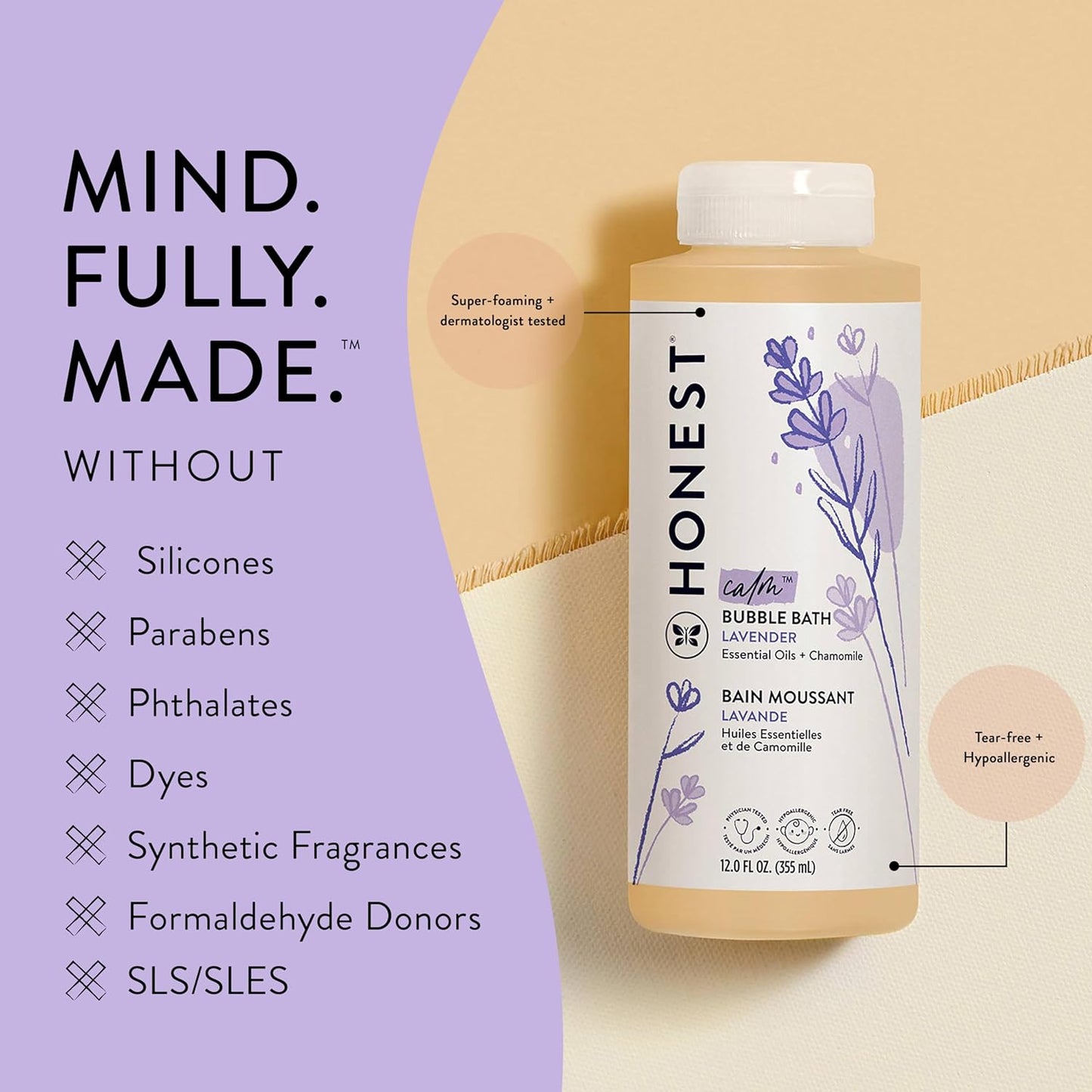 The Honest Company Foaming Bubble Bath | Gentle for Baby | Naturally Derived, Tear-free, Hypoallergenic | Citrus Vanilla Refresh, 12 fl oz