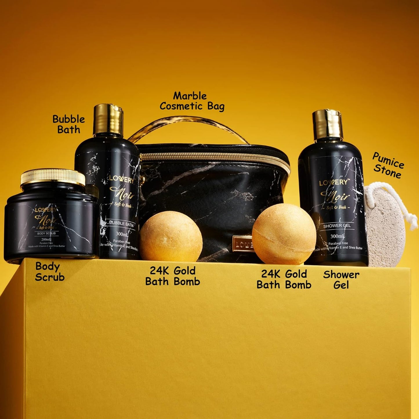 Valentines Gifts For Him, Bath Gift Baskets for Men Boyfriend Dad, Noir Mens Spa Gift Baskets Birthday Gifts for Men, Bath and Body Self Care - Bubble Bath, Bath Bombs More, Relaxation & Pampering Set