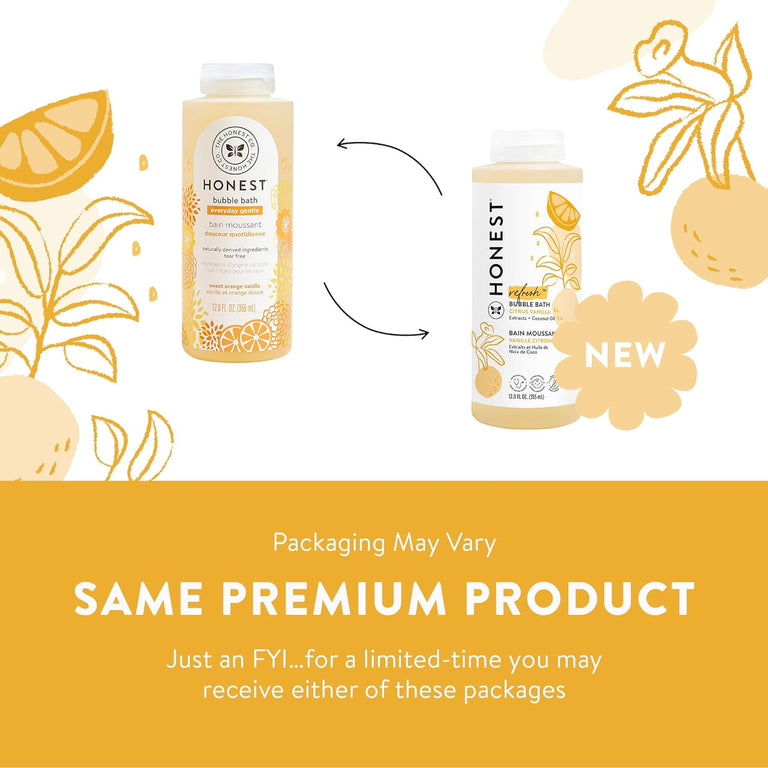 The Honest Company Foaming Bubble Bath | Gentle for Baby | Naturally Derived, Tear-free, Hypoallergenic | Citrus Vanilla Refresh, 12 fl oz