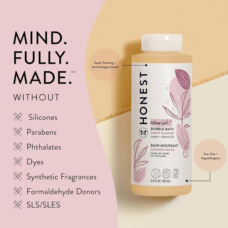 The Honest Company Foaming Bubble Bath | Gentle for Baby | Naturally Derived, Tear-free, Hypoallergenic | Citrus Vanilla Refresh, 12 fl oz